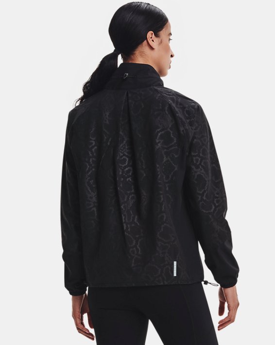 Haut entièrement zippé et imprimé UA RUSH™ Woven pour femme, Black, pdpMainDesktop image number 1